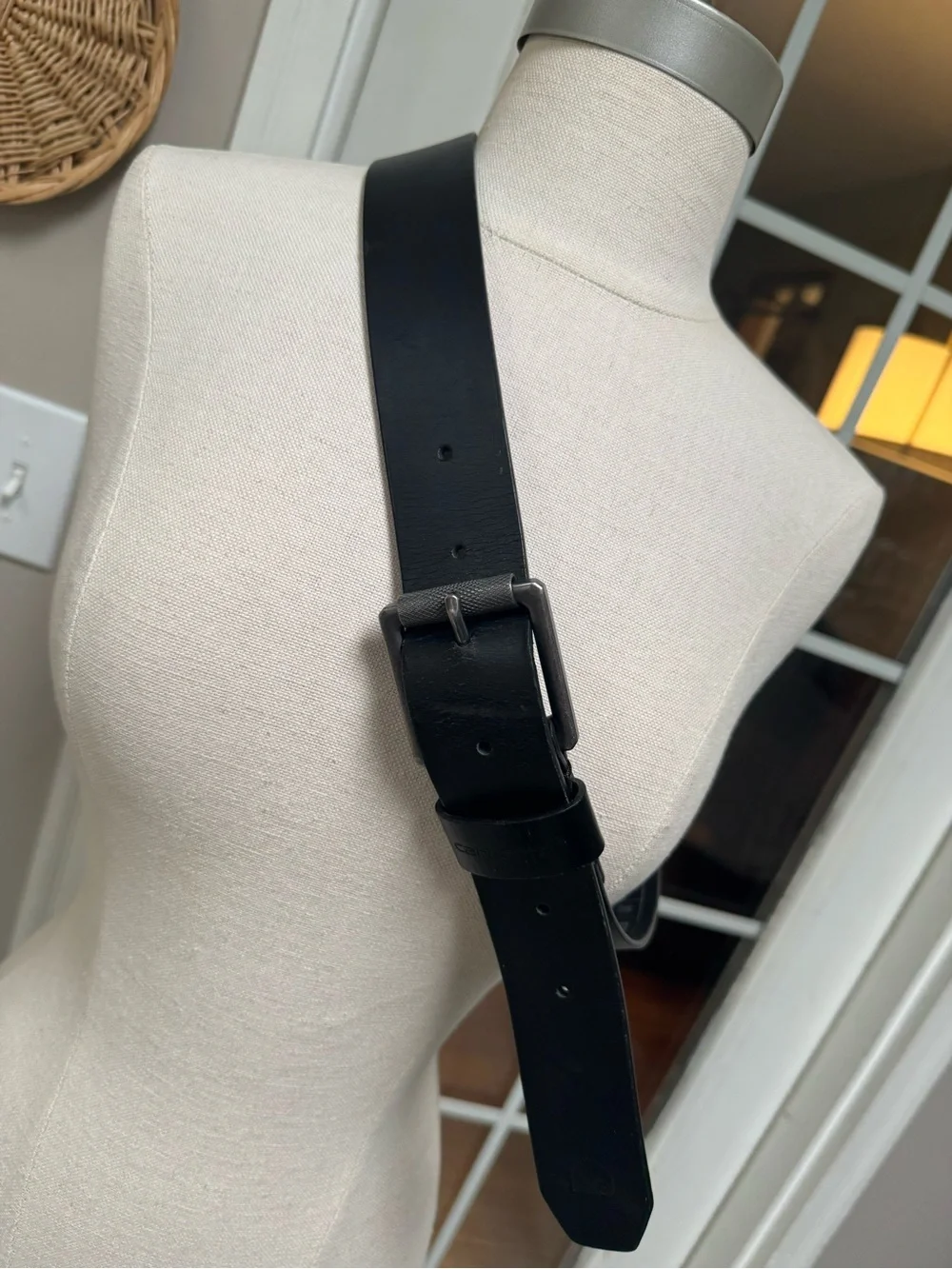 Carhartt Size 36 Full Grain Leather Knurled Roller Buckle Work Belt Black